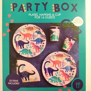 🎁Dinosaur Party Box Kit - Plates, Napkins & Cups for 16 Guests